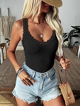 トップス lace up camisole XZXTOGO Lace Camisole Tops for Women Sleeveless Ribbed